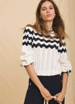 Neutral Striped Bow Back Jumper