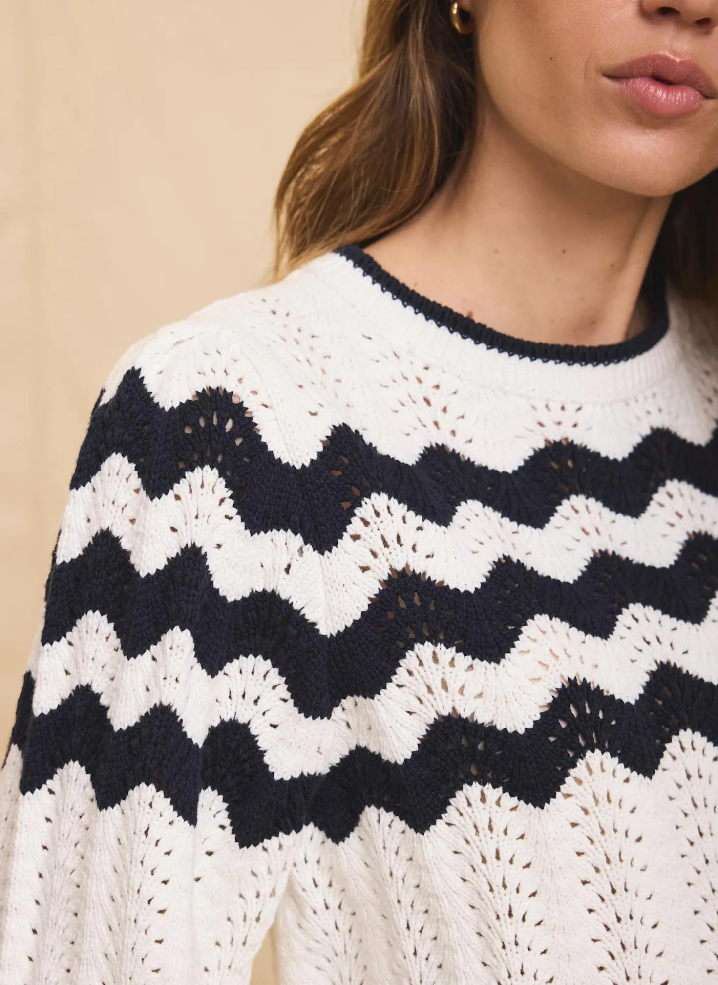 Neutral Striped Bow Back Jumper