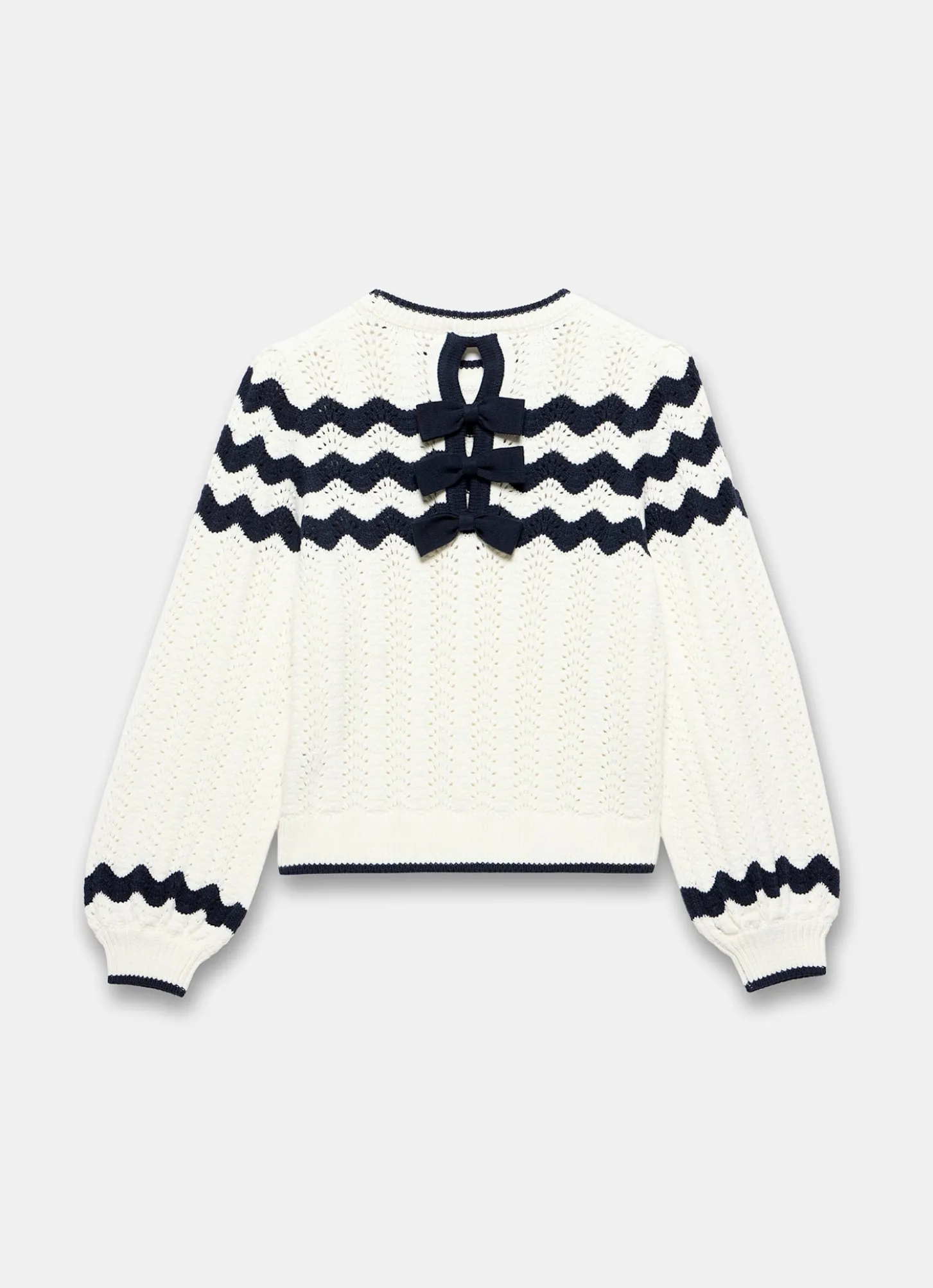 Neutral Striped Bow Back Jumper