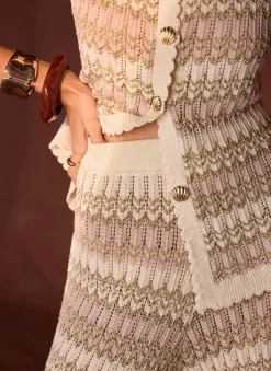 Neutral Striped Crochet Trousers