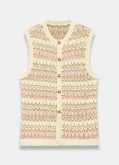 Neutral Striped Crochet Waistcoat