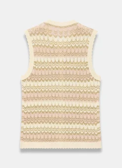 Neutral Striped Crochet Waistcoat