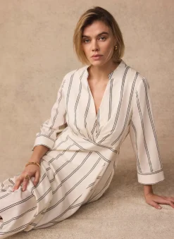 Neutral Striped Midi Dress