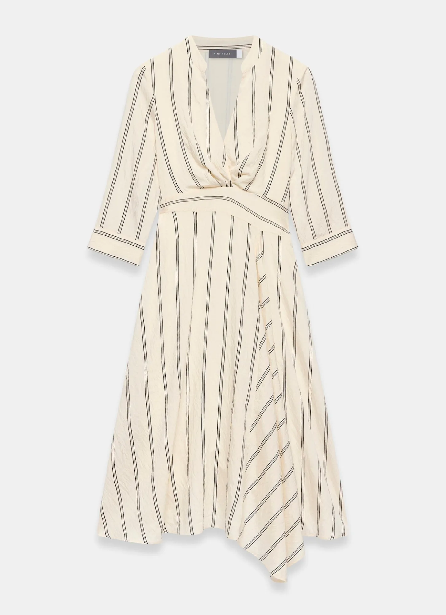 Neutral Striped Midi Dress