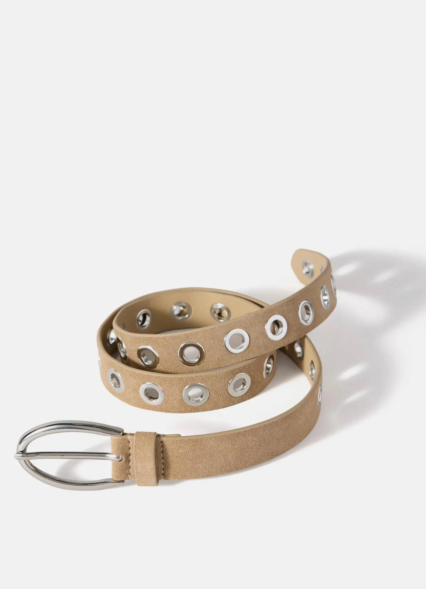 Neutral Suede Eyelet Belt