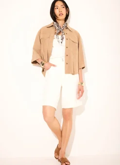 Neutral Suede Oversized Shirt