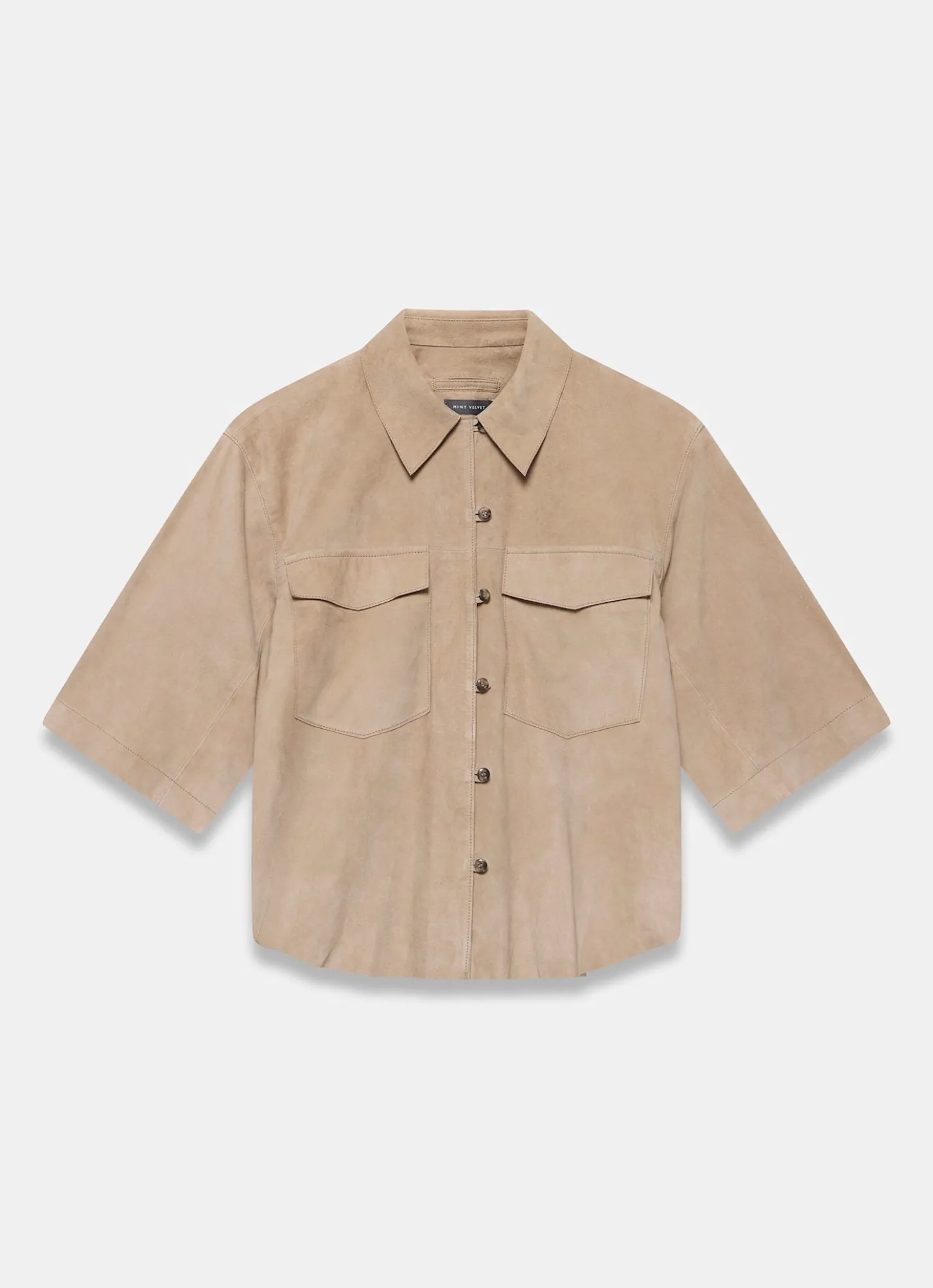 Neutral Suede Oversized Shirt