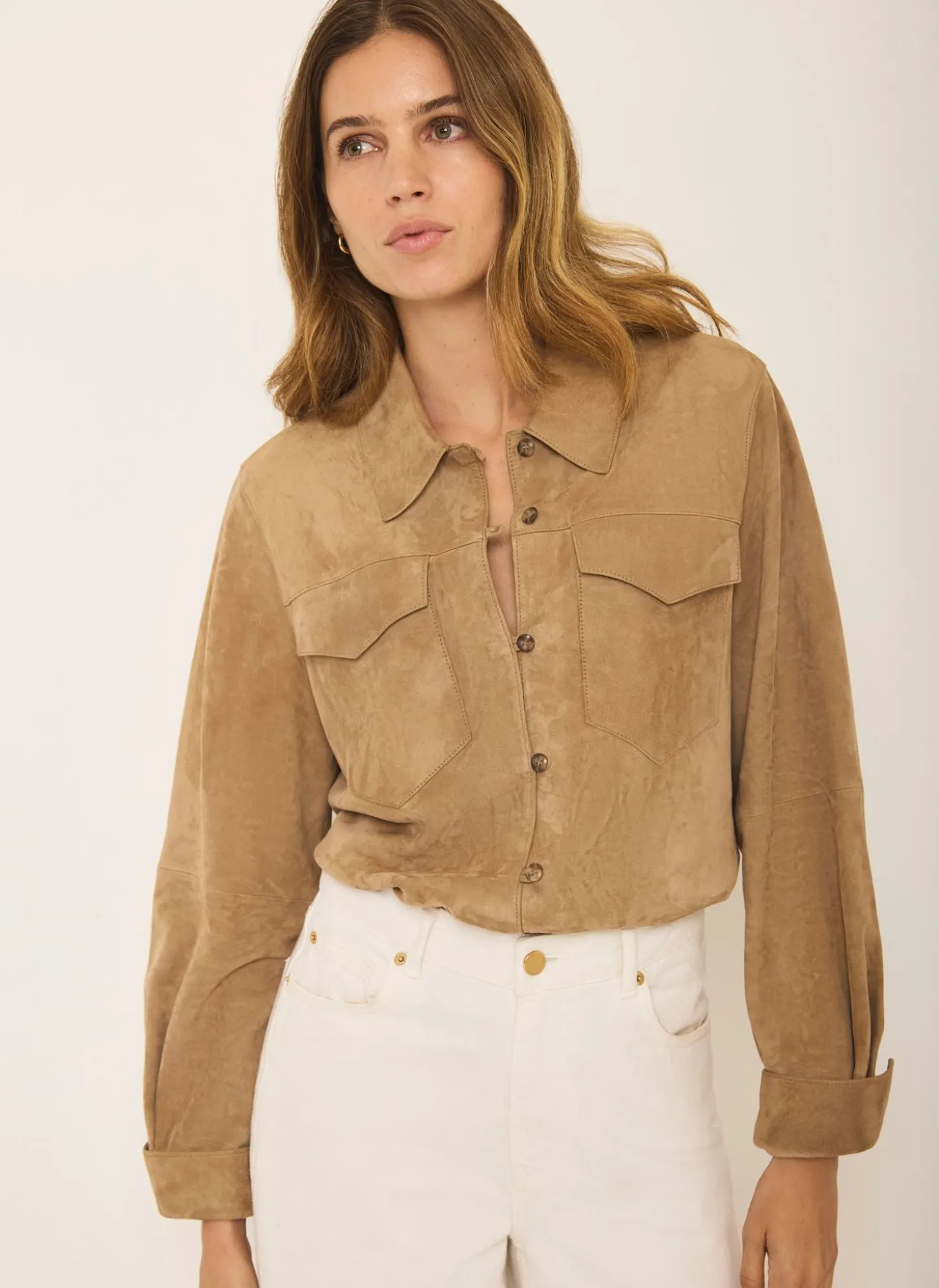 Neutral Suede Shirt