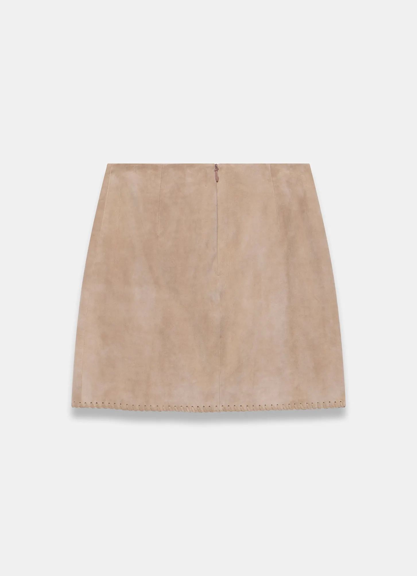 Neutral Suede Stitch Mini Skirt