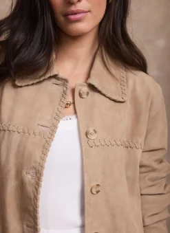 Neutral Suede Stitch Shacket