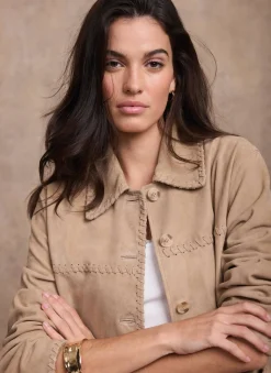 Neutral Suede Stitch Shacket