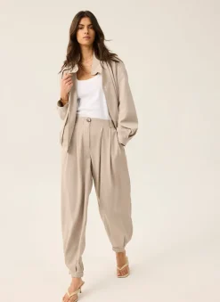 Neutral Tapered Balloon Trousers