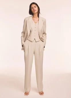 Neutral Tapered Buckle Detail Trousers