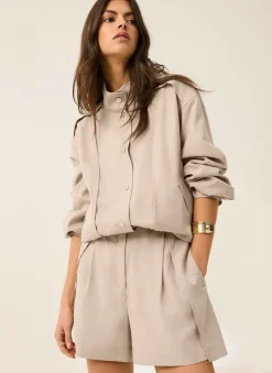 Neutral Tie Waist Shorts