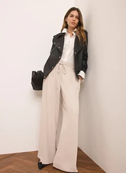 Neutral Tie Waist Wide Trousers