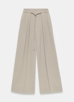 Neutral Tie Waist Wide Trousers