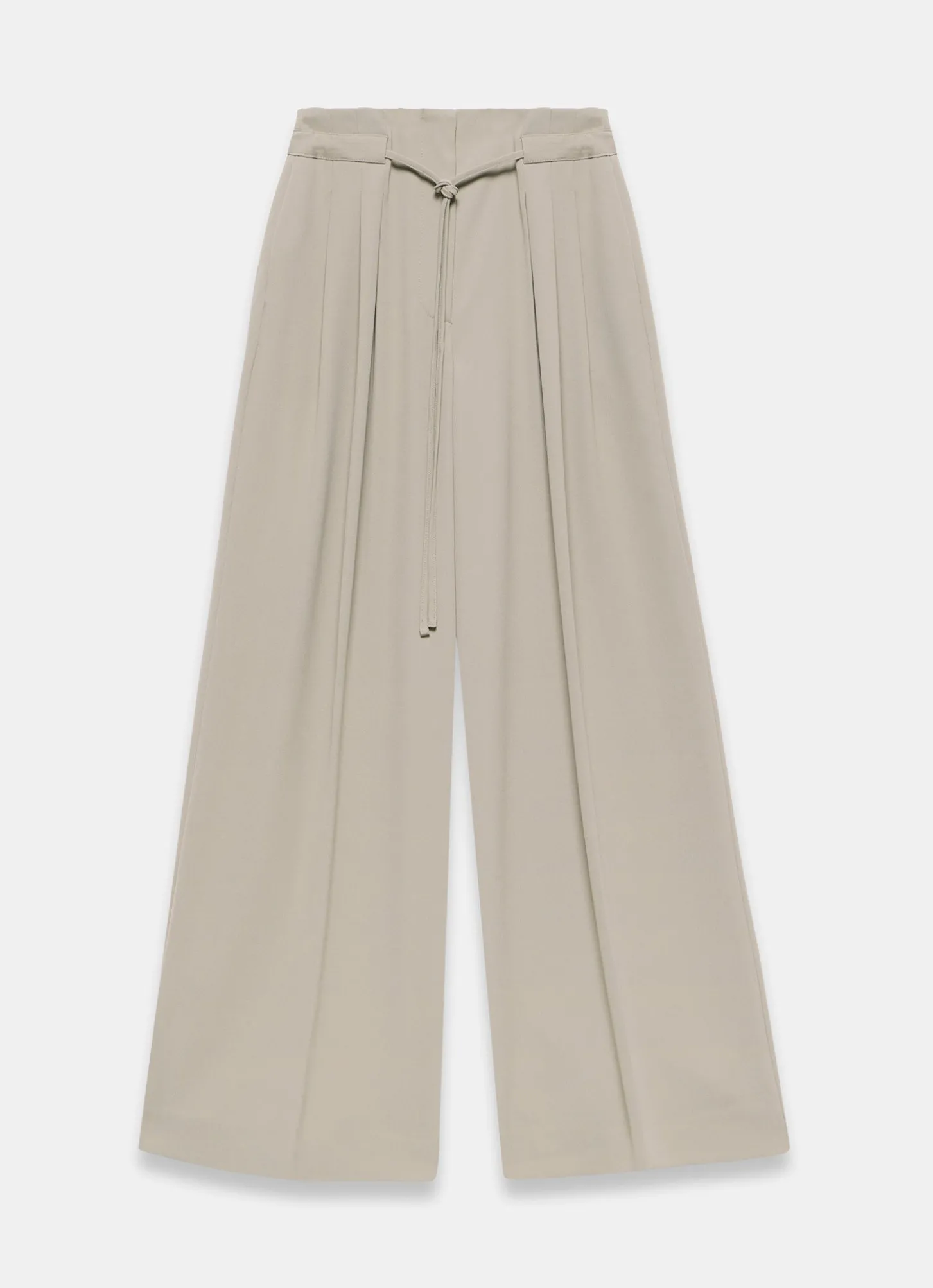 Neutral Tie Waist Wide Trousers