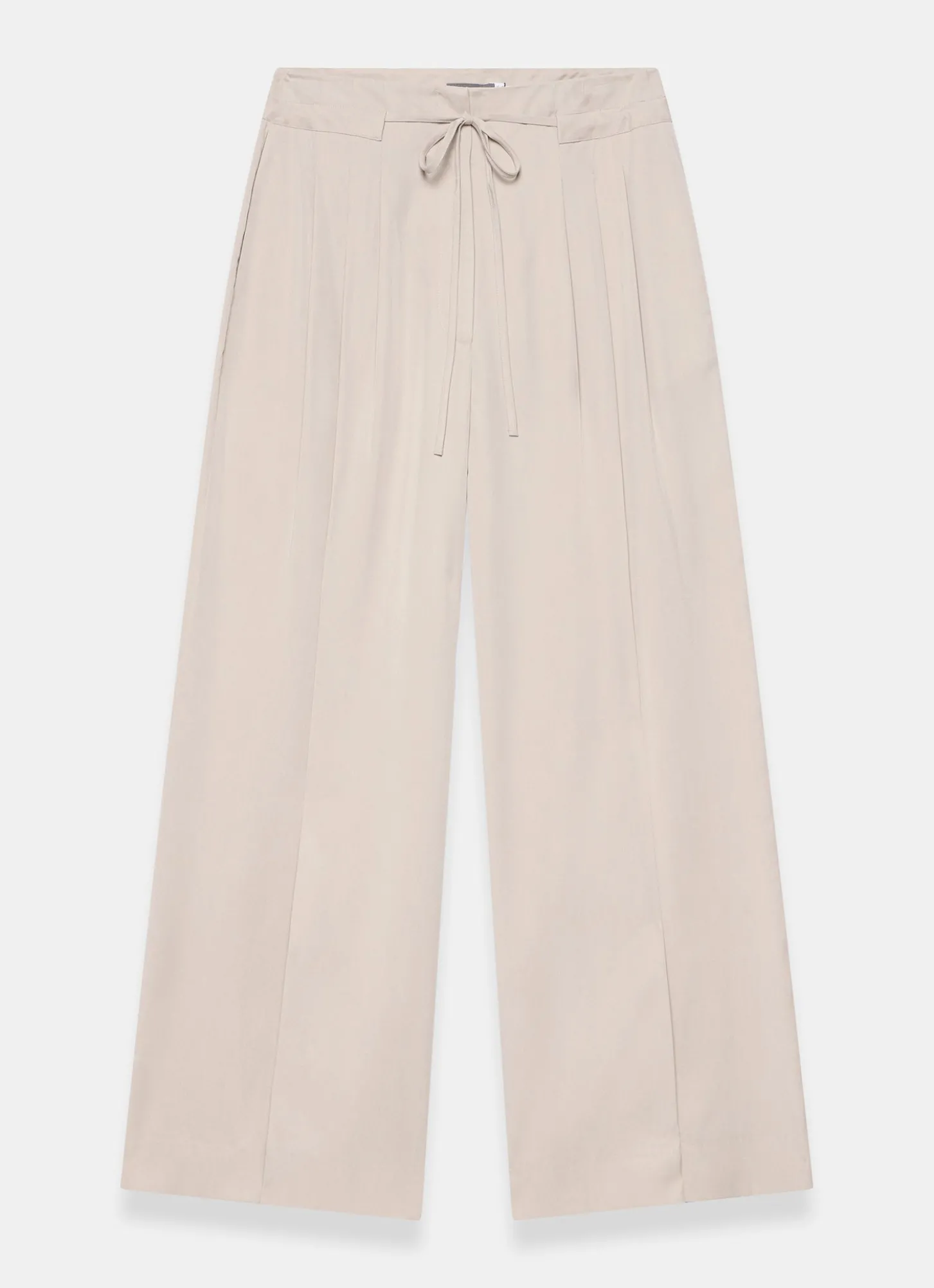 Neutral Tie Waist Wide Trousers
