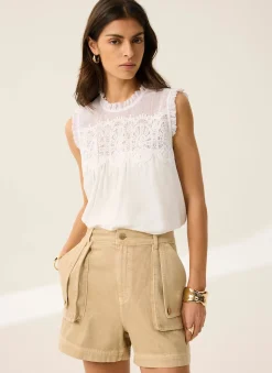 Neutral Utility Denim Shorts