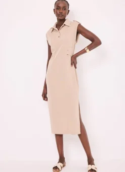 Neutral Utility Midi Dress