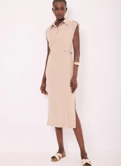 Neutral Utility Midi Dress