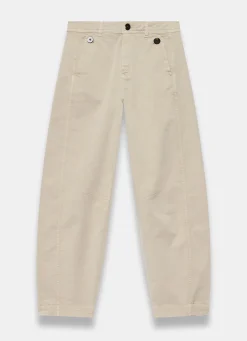 Neutral Washed Barrel Leg Chino Trousers
