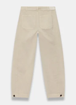 Neutral Washed Barrel Leg Chino Trousers