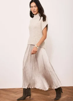 Neutral Wool Blend Layered Maxi Dress