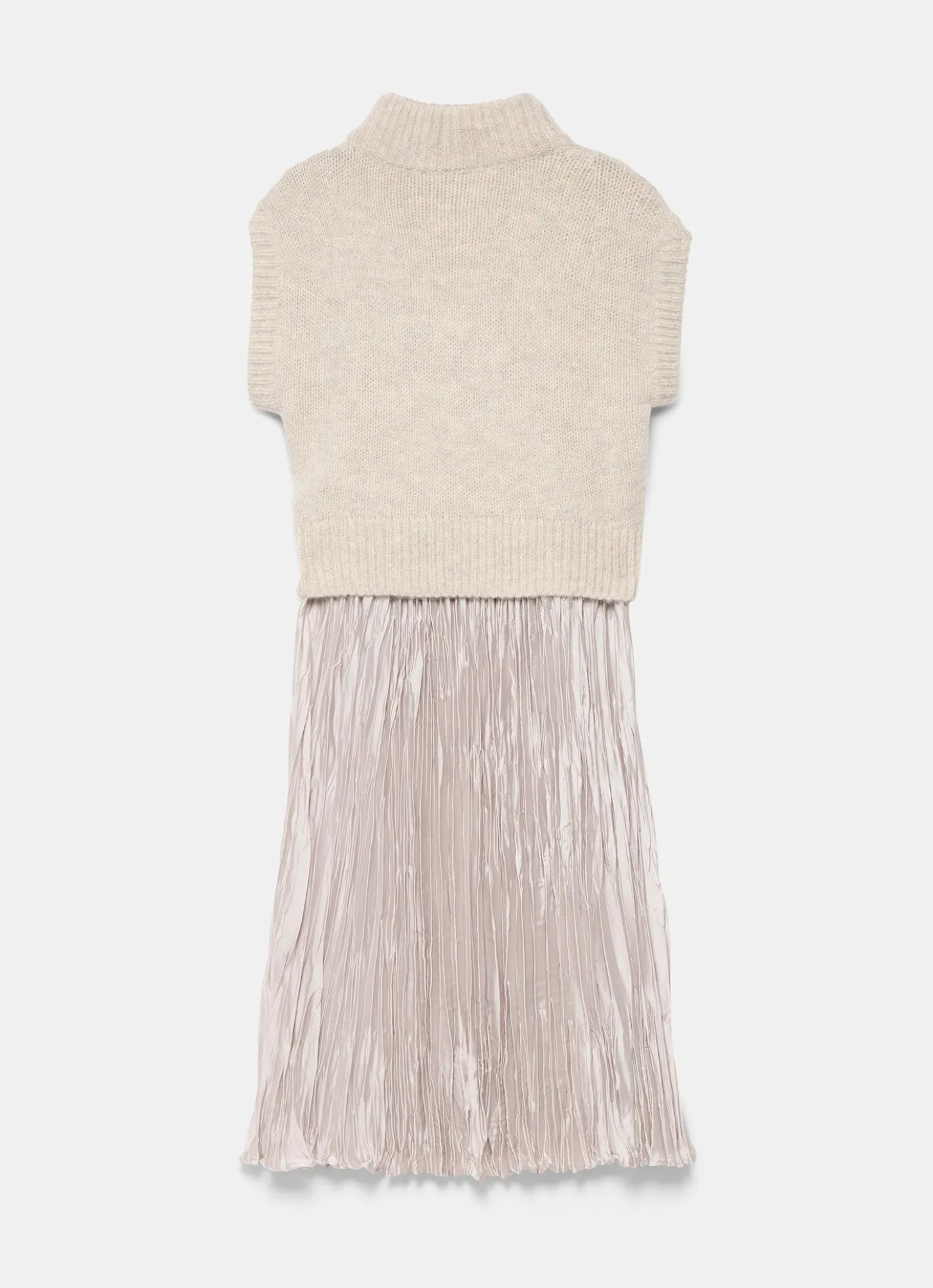 Neutral Wool Blend Layered Maxi Dress
