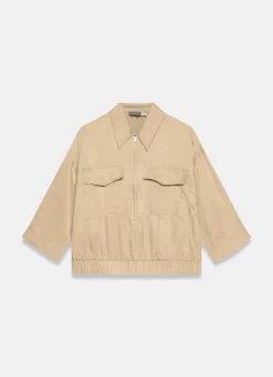 Neutral Zip Detail Blouse