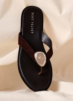 Nova Brown Leather Flip Flop Sandals