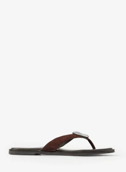 Nova Brown Leather Flip Flop Sandals