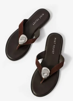 Nova Brown Leather Flip Flop Sandals