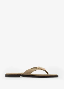 Nova Khaki Suede Flip Flop Sandals