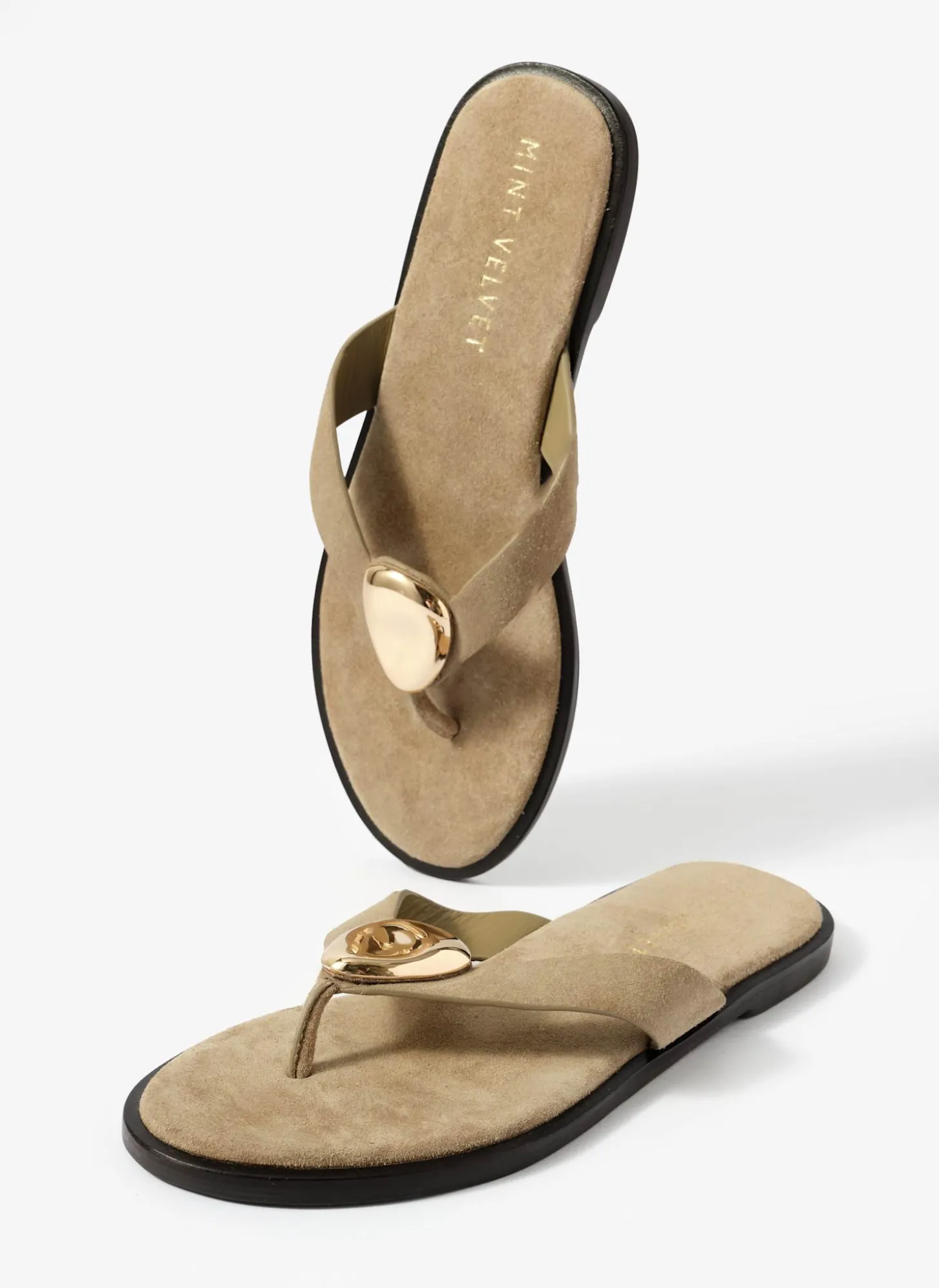 Nova Khaki Suede Flip Flop Sandals