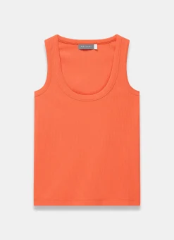 Orange Cotton Blend Scoop Neck Vest