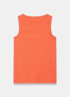 Orange Cotton Blend Scoop Neck Vest