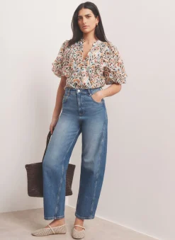Orange Floral Print Blouse