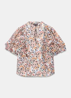 Orange Floral Print Blouse
