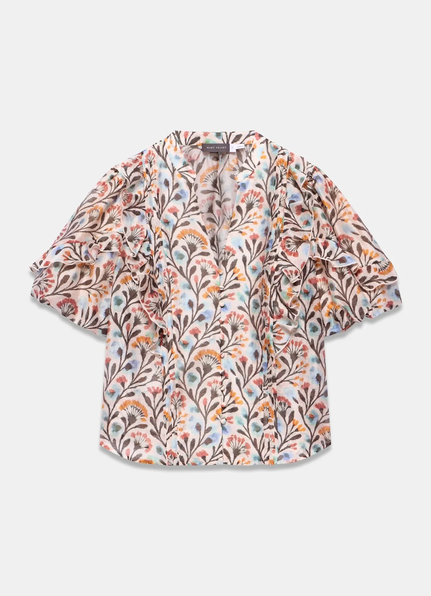 Orange Floral Print Blouse