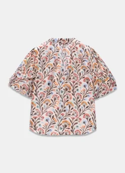 Orange Floral Print Blouse