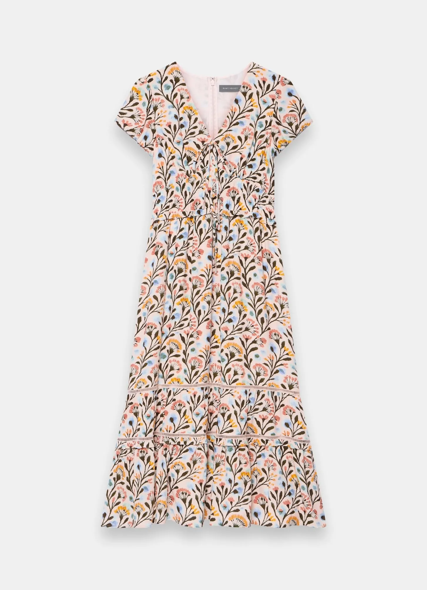 Orange Floral Print Midi Dress