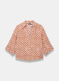 Orange Geo Print Resort Shirt