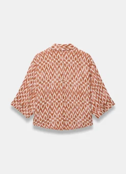 Orange Geo Print Resort Shirt