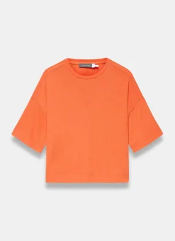 Orange Linen Blend Boxy T-Shirt