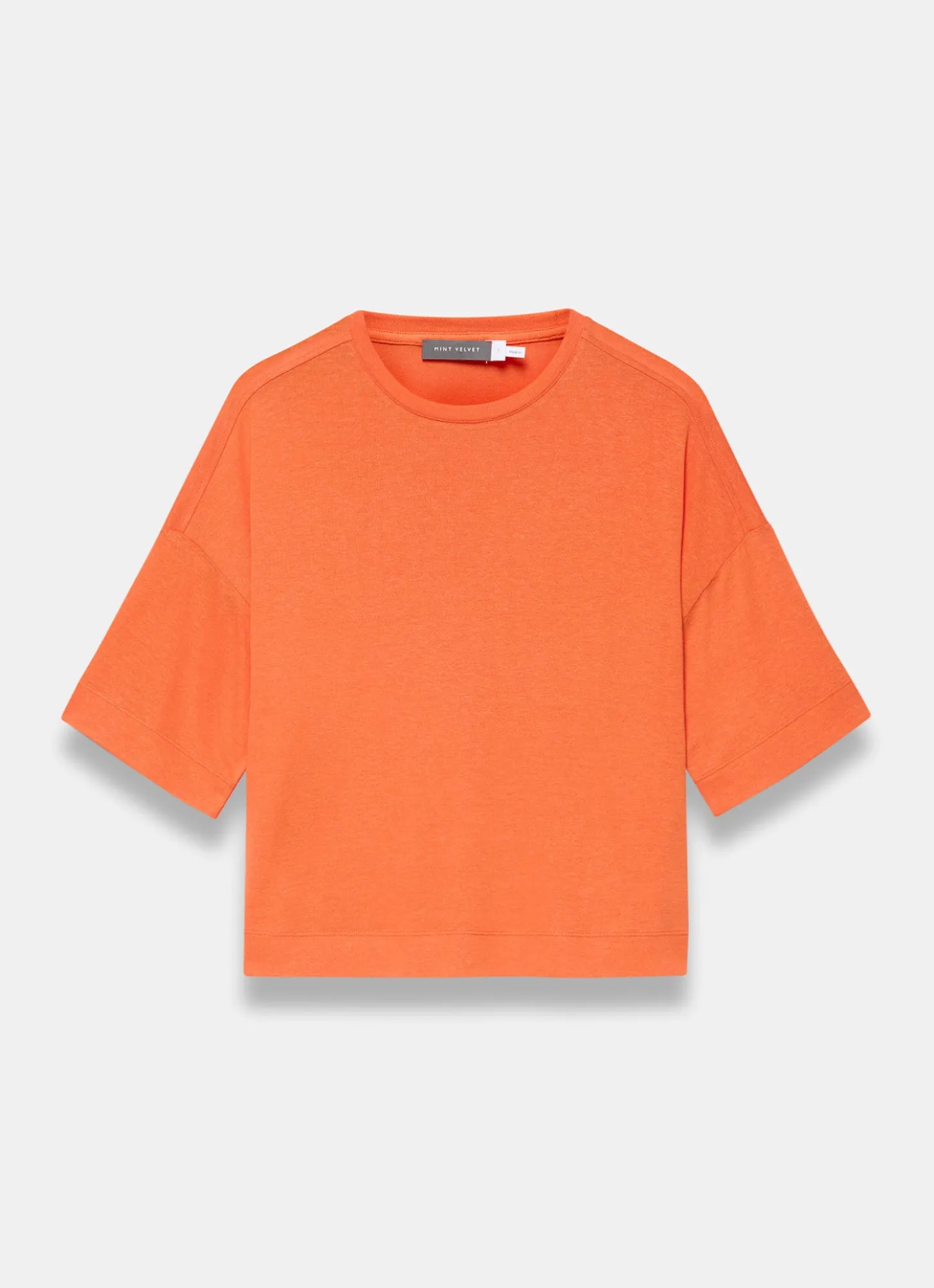 Orange Linen Blend Boxy T-Shirt