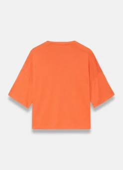 Orange Linen Blend Boxy T-Shirt
