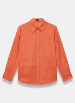 Orange Linen Blend Shirt