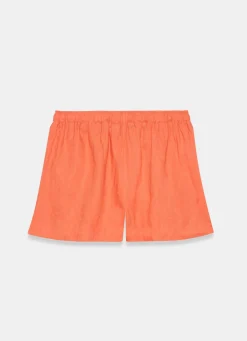 Orange Linen Drawstring Shorts