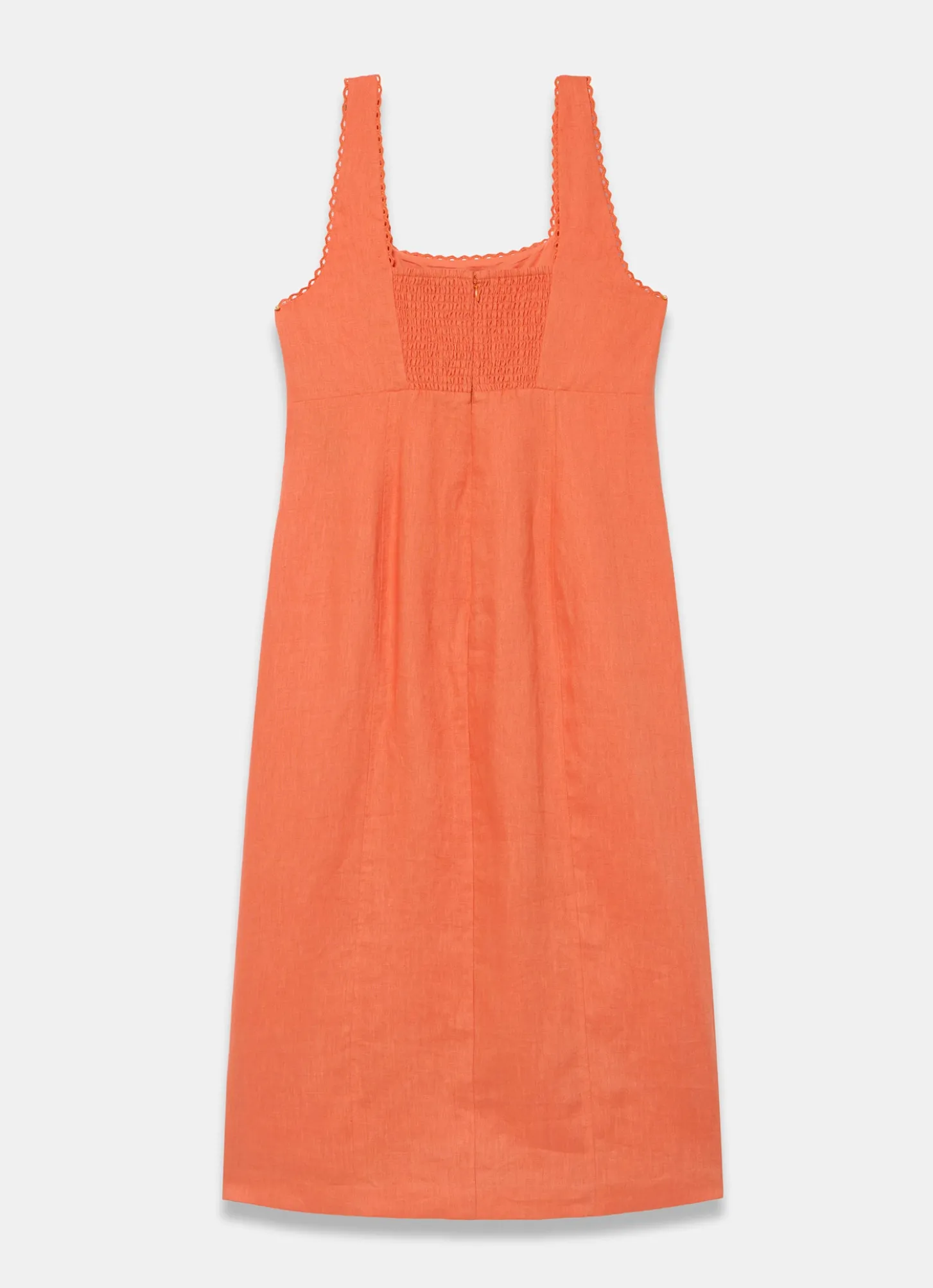 Orange Linen Midi Dress